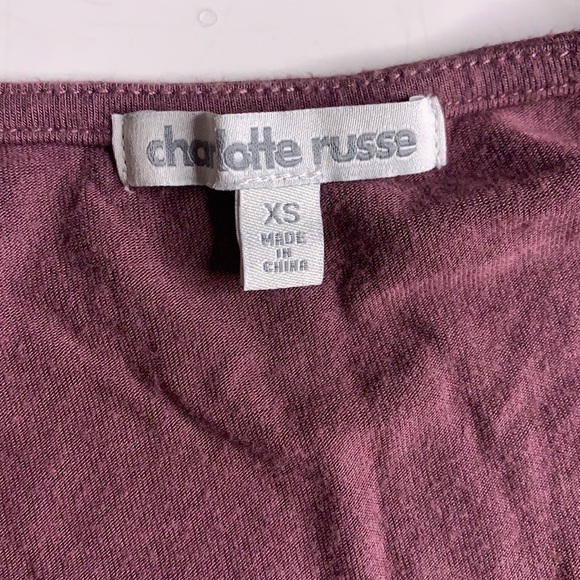 Charlotte Russe mauve faux wrap stretch tunic top xs - Picture 4 of 5